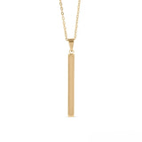 Stelluxe Stainless Steel Gold Color PVD Square 4 Sided Vertical Bar Polished Necklace With Top Bail