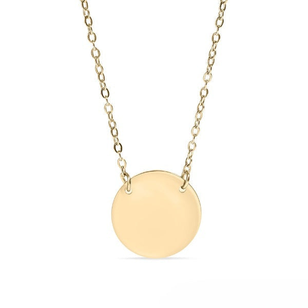 Stainless Steel Gold Color PVD Blank Circle Necklace