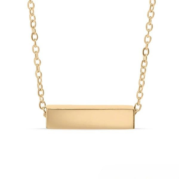 Stelluxe Stainless Steel Gold Color PVD Horizontal Mini Blank Bar Necklace