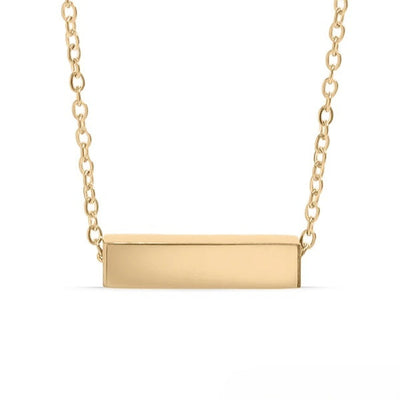 Stelluxe Stainless Steel Gold Color PVD Horizontal Mini Blank Bar Necklace