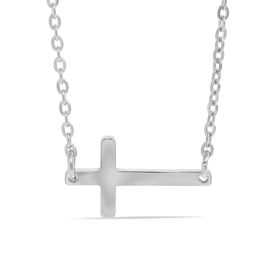 Stelluxe Stainless Steel Color PVD Horizontal Blank Cross Necklace