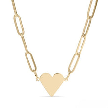 Load image into Gallery viewer, Stelluxe Stainless Steel Gold Color PVD Blank Heart Paperclip Necklace