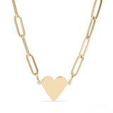 Stelluxe Stainless Steel Gold Color PVD Blank Heart Paperclip Necklace