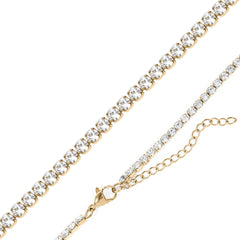 Stelluxe Stainless Steel Gold Color PVD CZ Tennis Chain Necklace
