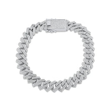 Load image into Gallery viewer, Sterling Silver CZ Encrusted Square Miami Cuban Link Chain or Bracelet 13mm
