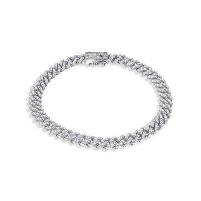 Sterling Silver Rhodium Plated 6.6mm CZ Encrusted Bracelet, approximately 13.6 grams