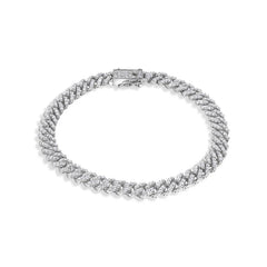 Sterling Silver Rhodium Plated 6.6mm CZ Encrusted Bracelet, approximately 13.6 grams