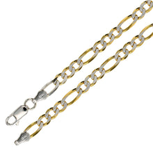 Load image into Gallery viewer, Italian Sterling Silver Gold Plated Diamond Cut Figaro Chain 100-4mm with Lobster Clasp Closure