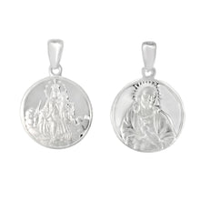 Load image into Gallery viewer, Sterling Silver Double sided Sacred Heart of Jesus and Virgin Mary and Child Medal Pendant