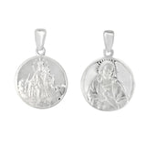 Sterling Silver Double sided Sacred Heart of Jesus and Virgin Mary and Child Medal Pendant