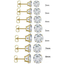 Load image into Gallery viewer, (Pack of 12)14K Yellow Gold Round Cubic Zirconia Earring. Set on High Quality Prong Setting and Friction Style Post