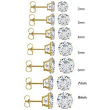 (Pack of 12)14K Yellow Gold Round Cubic Zirconia Earring. Set on High Quality Prong Setting and Friction Style Post