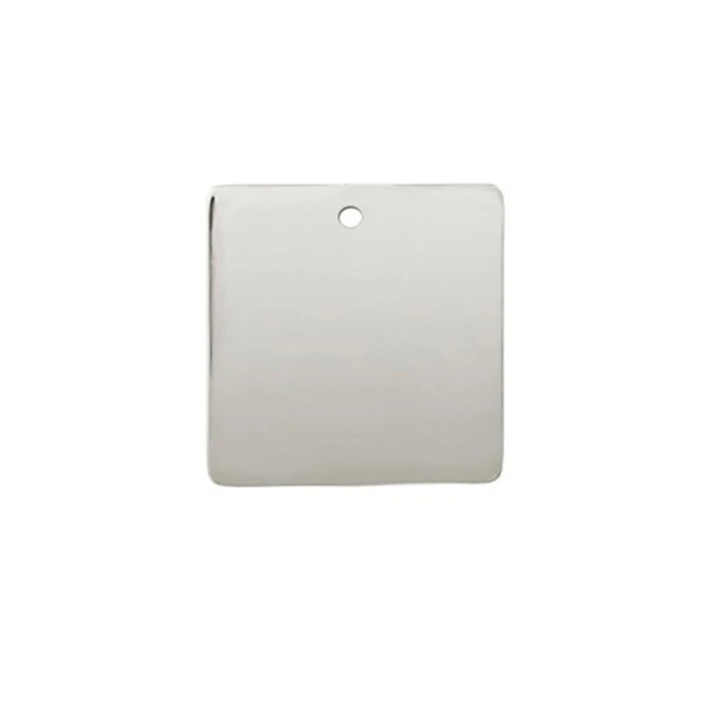 Sterling Silver Engravable Square Tag Charm Pendant-18MM