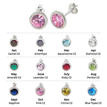 Load image into Gallery viewer, Sterling Silver 7MM Round CZ Bezel Stamping Stud Earrings