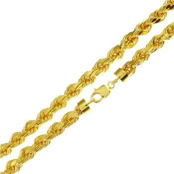 Sterling Silver Gold Plated Hollow 8mm Rope Chains