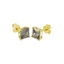 Load image into Gallery viewer, Sterling Silver Gold Plated Square CZ Casting Stud Earrings