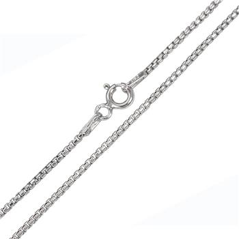 Italian Sterling Silver Round Box Chain 022- 1mm with Spring Clasp Closure