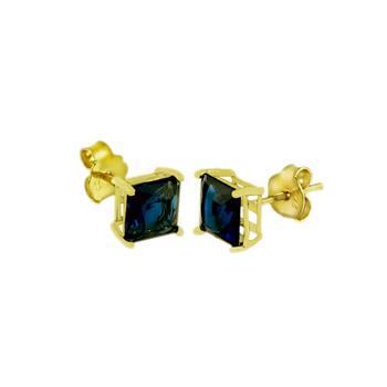Sterling Silver Gold Plated Square CZ Casting Stud Earrings