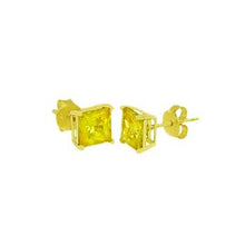 Load image into Gallery viewer, Sterling Silver Gold Plated Square CZ Casting Stud Earrings