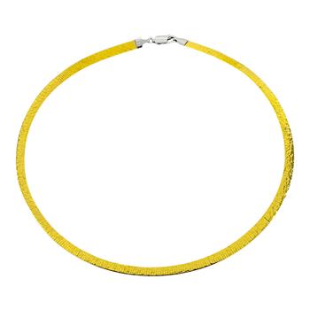 Italian Sterling Silver 4mm Reversible Omega Hammered Necklace