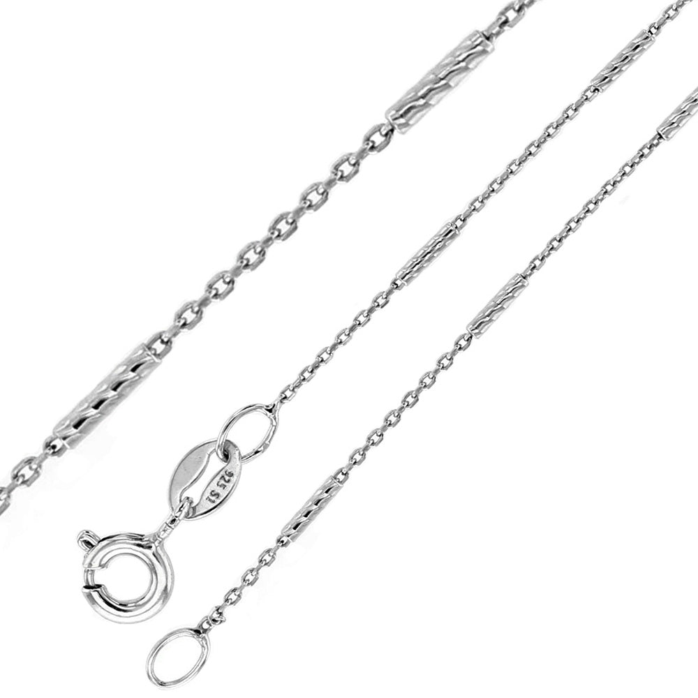 Sterling Silver 1.16MM Rolo Diamond Cut Tube Brite Chain with Spring Clasp Closure