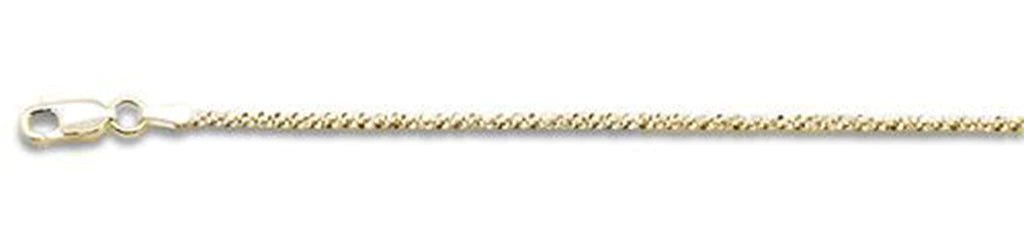 Sterling Silver Yellow Gold Plated Crisscross Chain 025-1.4MM with Lobster Clasp