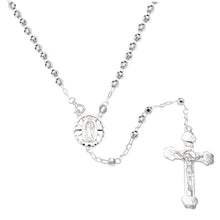 Load image into Gallery viewer, Sterling Silver 4mm D/C Bead with Lady of Guadalupe medal Rosary Necklace