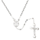 Sterling Silver 4mm D/C Bead with Lady of Guadalupe medal Rosary Necklace