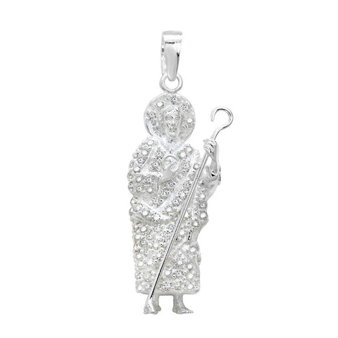 Sterling Silver Saint Jude Thaddeus W CZ Pendant