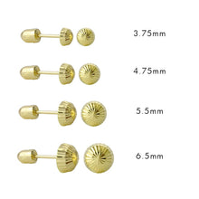 Load image into Gallery viewer, 14K Yellow Gold Ball Screw Back D/C Half Ball Stud Earrings
