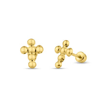 Load image into Gallery viewer, 14K Yellow Gold Cross Stud With Screw Back Earrings