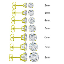 Load image into Gallery viewer, 10K Yellow Gold Stud Earring Round Simulated Diamond Earring. Set on High Quality Prong Setting &amp; Friction Style Post
