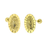 14K Solid Gold Lady of Guadalupe W. Screw-Back Stud Earrings