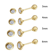Load image into Gallery viewer, 14K Yellow Gold Round Cubic Zirconia Bezel-Set Stud Earrings With Screw Back