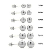 Load image into Gallery viewer, 14k White Gold Ball Stud Earrings With Screw Back