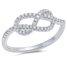 Load image into Gallery viewer, Sterling Silver Knot Shaped Clear CZ RingAnd Face Height 8mm