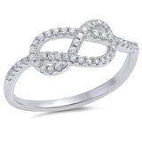 Sterling Silver Knot Shaped Clear CZ RingAnd Face Height 8mm