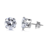 Sterling Silver Round CZ Stud Earring. Set on High Quality Stamping Setting & Friction Style Post