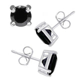Sterling Silver Stud Earring Aprx .10 Carat Total Weight Round Black Simulated Diamond Earring. Set on High Quality Prong Setting with Rhodium Finish & Friction Style Post