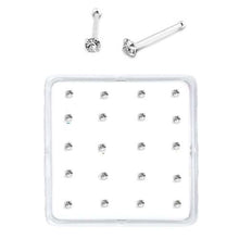 Load image into Gallery viewer, Sterling Silver Set of 20 Clear Nose Stud Box 1.8mm With End Ball