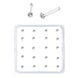 Sterling Silver Set of 20 Clear Nose Stud Box 1.8mm With End Ball