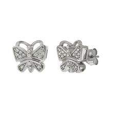 Load image into Gallery viewer, Sterling Silver Cubic Zirconia Butterfly Stud Earrings