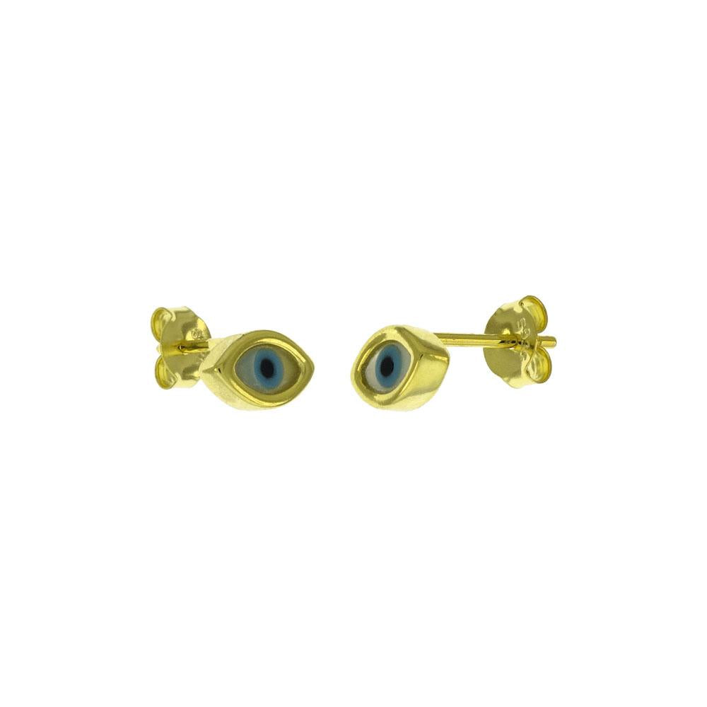 Sterling Silver Evil Eye Gold Plated Stud Earrings