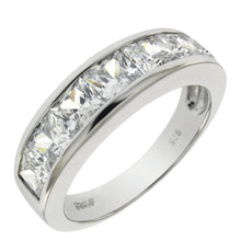 Load image into Gallery viewer, Sterling Silver Princess-Cut Cubic Zirconia Band Ring