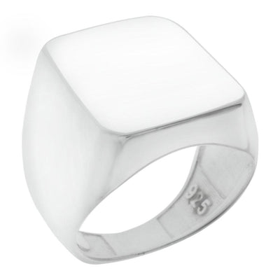 14.5mm X 17.5mm Rectangle High Polished Engravable Sterling Silver Ring