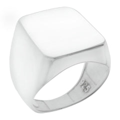 14.5mm X 17.5mm Rectangle High Polished Engravable Sterling Silver Ring