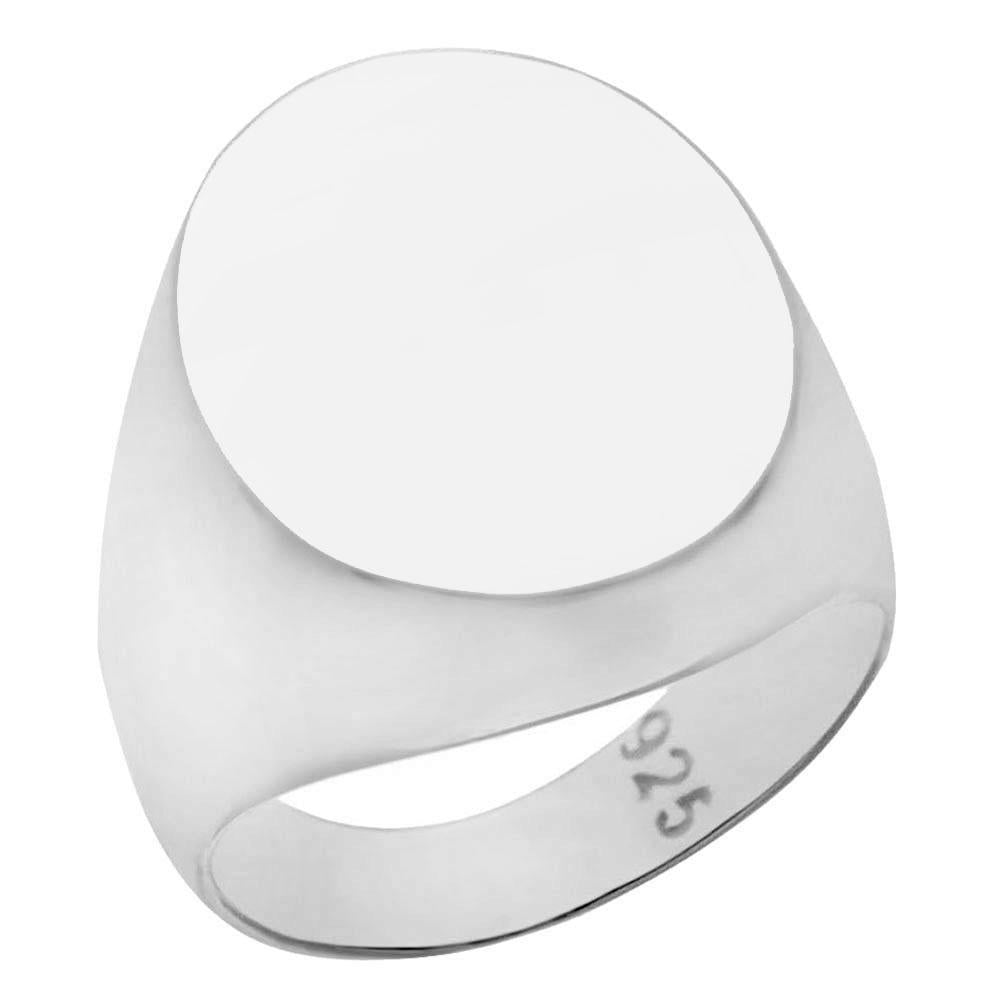 High Polished 17.5mm X 14.5mm Sterling Silver Engravable Oval Ring
