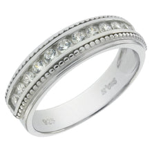 Load image into Gallery viewer, .925 Sterling Silver Channel-Set Round CZ 5mm Rhodium Band Ring