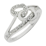 Sterling Silver Micro Pave Cubic Zirconia Double Heart Ring