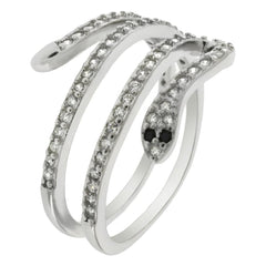 Sterling Silver Micro Pave Setting Snake Ring